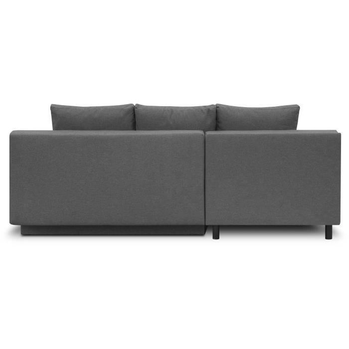 CanapÈ d'angle gauche convertible MIKA 3 places - Tissu gris clair - Coffre de rangement - L218 x P98/145 x H84 cm