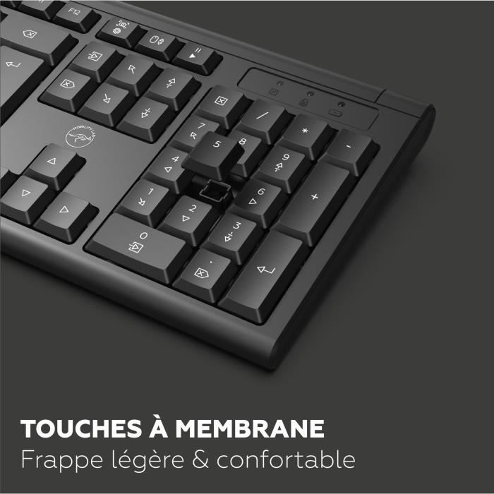 Ensemble clavier souris - MOBILITY LAB - Alpha - Ergonomique - Sans fil - Pavé numérique intégré