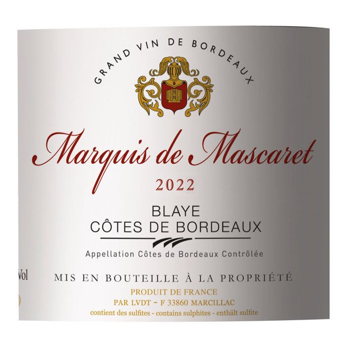 Marquis de Mascaret 2022 Blaye Côtes de Bordeaux - Vin rouge de Bordeaux