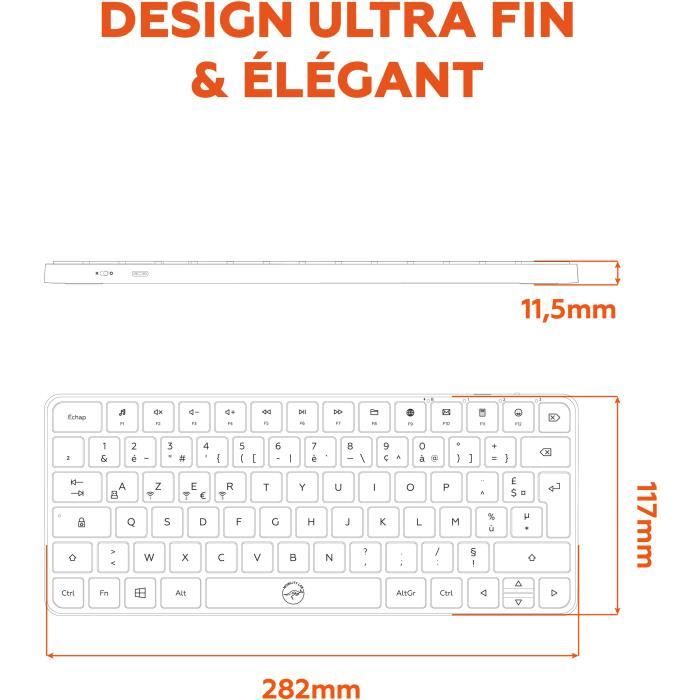 Mini clavier sans fil - Touches plates - MOBILITY LAB - KP430W - AZERTY - FR - Noir