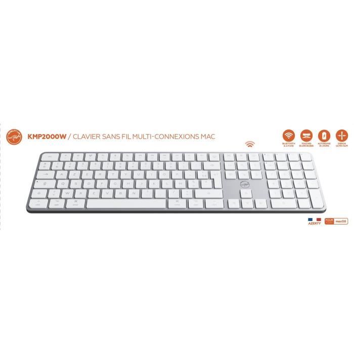 Clavier sans fil - Touches plates - MOBILITY LAB - KMP2000W - AZERTY - FR - Multi-connexions - Blanc
