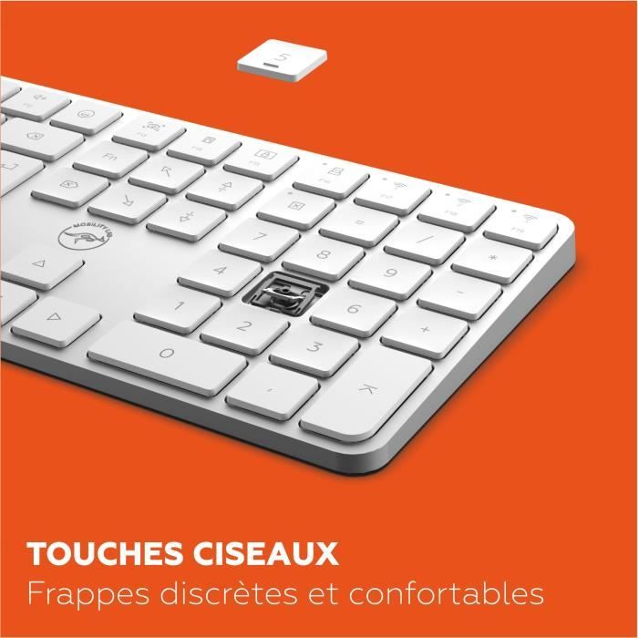 Clavier sans fil - Touches plates - MOBILITY LAB - KMP2000W - AZERTY - FR - Multi-connexions - Blanc