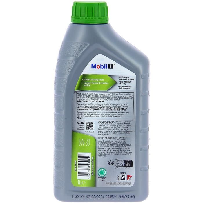 Huile moteur 5W-30 ESP Synthétique - MOBIL 1 - Formula-P -bidon 5L - haute performance anti-pollution