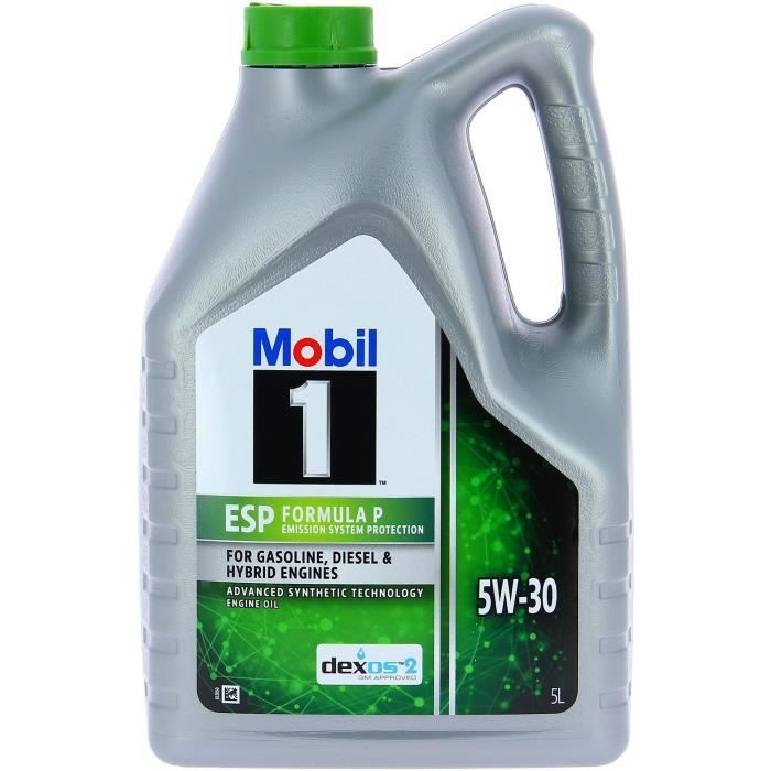 Huile moteur 5W-30 ESP Synthétique - MOBIL 1 - Formula-P -bidon 5L - haute performance anti-pollution