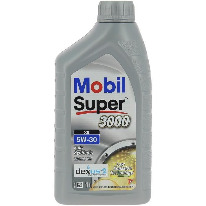 Huile moteur 5W-30 Synthétique - MOBIL - Super 3000 - Formula-XE -bidon 1L - haute performance anti-pollution
