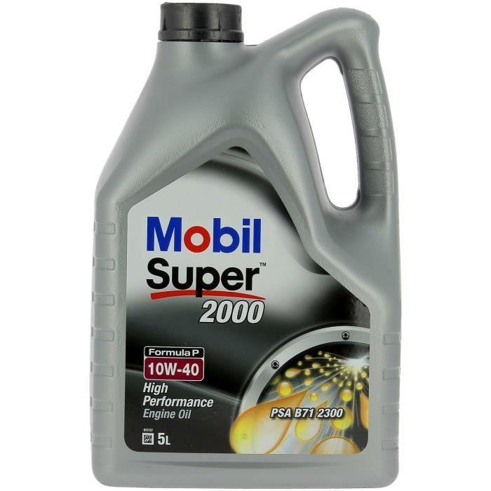 Huile moteur 10W-40 Synthétique - MOBIL - Super 2000 X1 - Formula-P -bidon 5L - haute performance anti-pollution