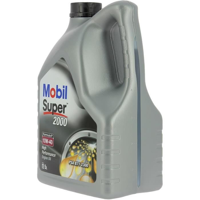 Huile moteur 10W-40 Synthétique - MOBIL - Super 2000 X1 - Formula-P -bidon 5L - haute performance anti-pollution