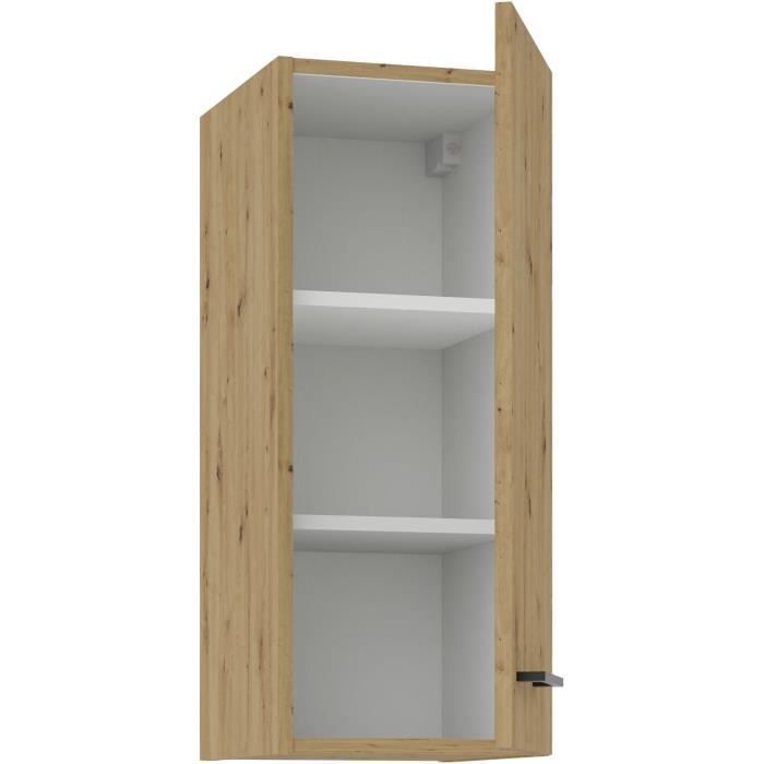 MODENA - Meuble haut - 2 portes - 30 x 31 x 72 cm - Chene artisan / Noir mat