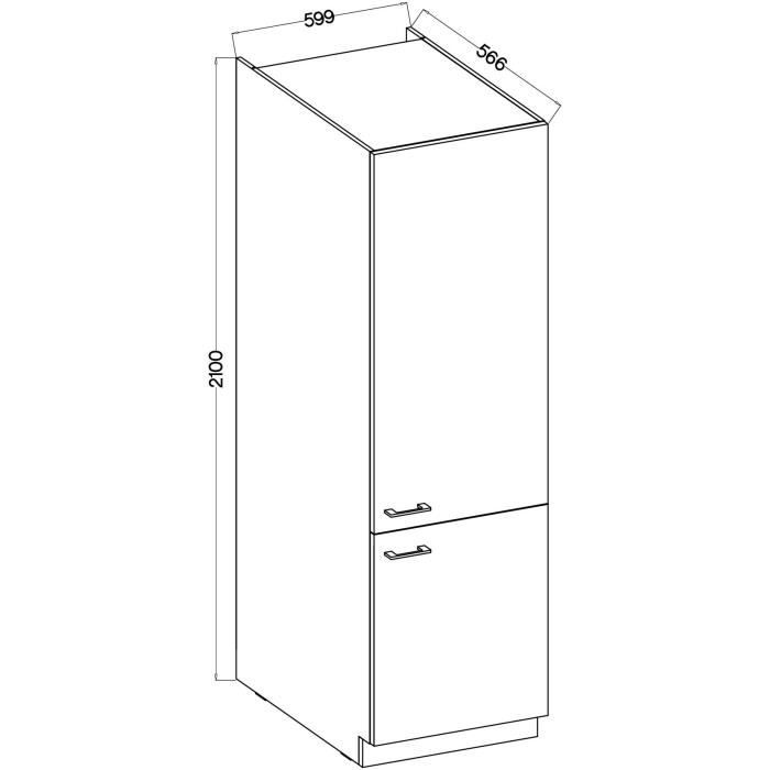 MODENA - Colonne - 2 portes - 60 x 57 x 210 cm - Chene artisan / Noir mat