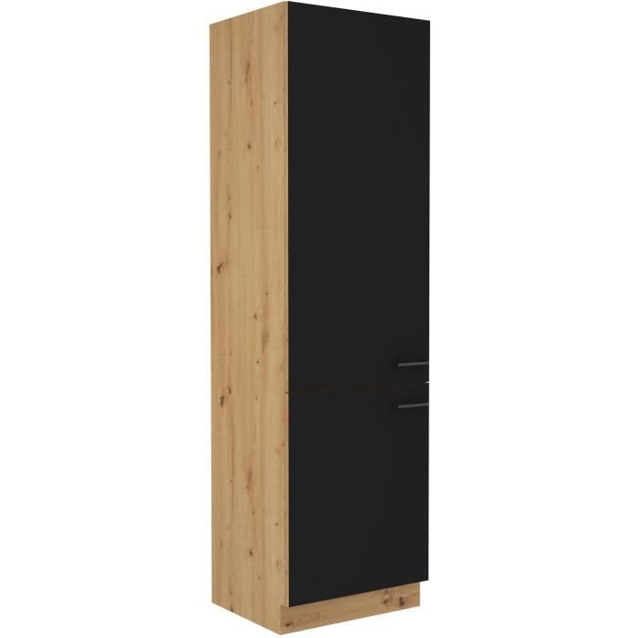 MODENA - Colonne - 2 portes - 60 x 57 x 210 cm - Chene artisan / Noir mat