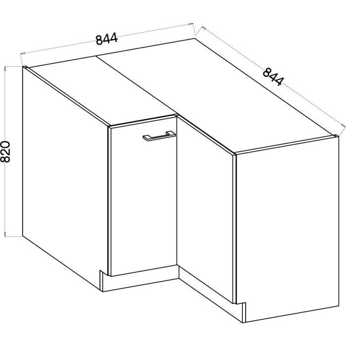 MODENA - Meuble bas d'angle - 2 portes - 89 x 89 x 82 cm - Chene artisan / Noir mat - Plan de travail non inclus