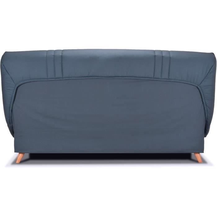 COMFORT BULTEX Banquette clic - Tissu bleu + Coussins dÈco jungle - L193 x P95 x H101- MONA