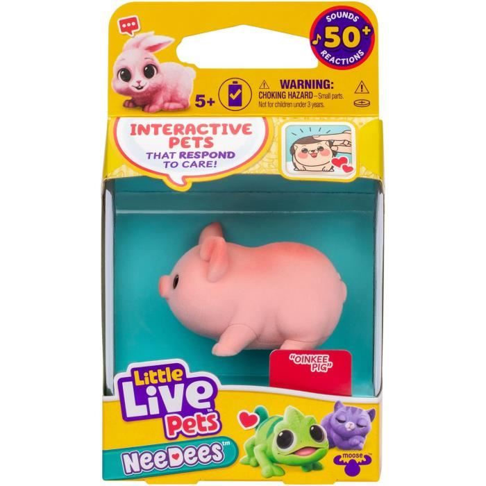 Lil' Needees - MOOSE TOYS - LITTLE LIVE PETS - Animaux interactifs de poche, avec sons et rÈactions - Modele de peluche alÈatoire