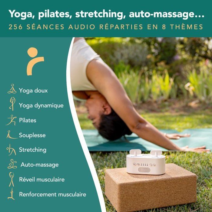 Box Flow - MORPHEE - Coaching audio - 256 séances de yoga, pilates, stretching - 10 a 40 min - Sans écran