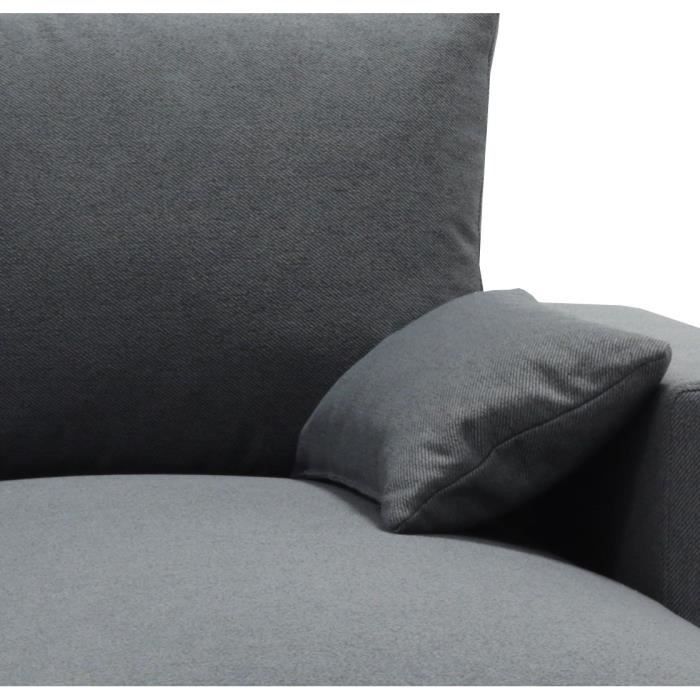 Canapé d'angle convertible - MORGAN - 3 places - Anthracite avec coffre et coussins déco - 236x143x85cm