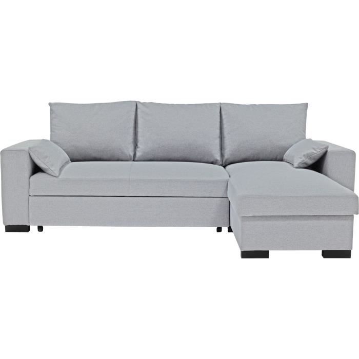 CanapÈ d'angle convertible - MORGAN - 3 places - Gris clair avec coffre 236x143x85cm