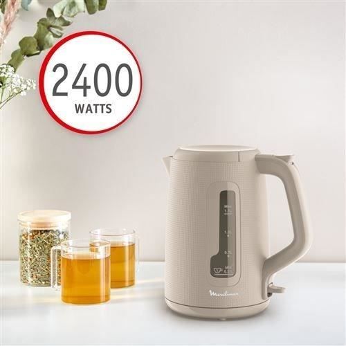 Bouilloire - MOULINEX - BY2MOB10 Morning - 2400 W - 1,7 L - Base 360° - Gris chaud