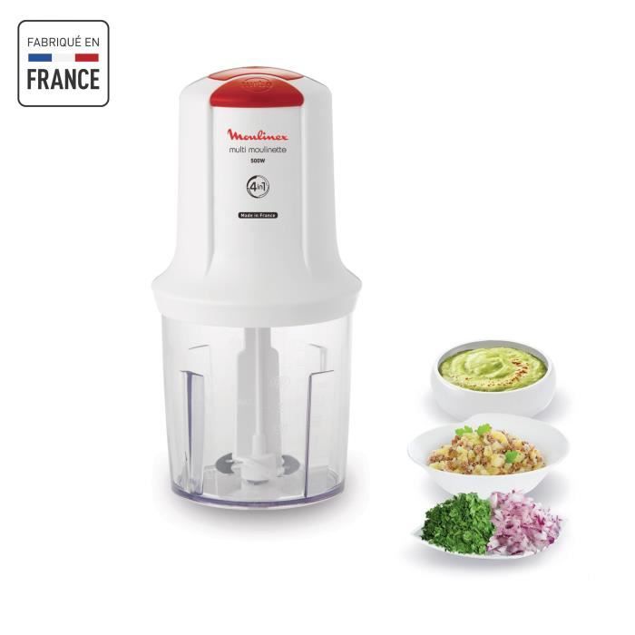 MOULINEX Multi-Moulinette Mini hachoir, 500 W, 2 vitesses, Accessoire pour Èmulsionner, Mixeur,†FabriquÈ en France AT710110