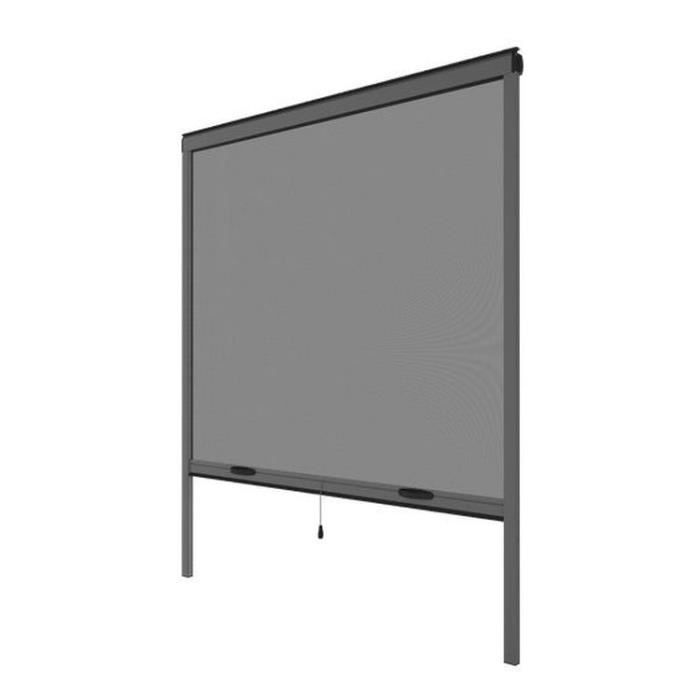Moustiquaire de fenetre L125 x H145 cm en aluminium gris anthracite - Recoupable en largeur et hauteur
