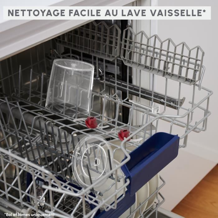 MOULINEX Multimoulinette Mini hachoir Èlectrique, 500 ml, 6 lames acier inoxydable, 2 vitesses, Mixeur, FabriquÈ en France AT714G32