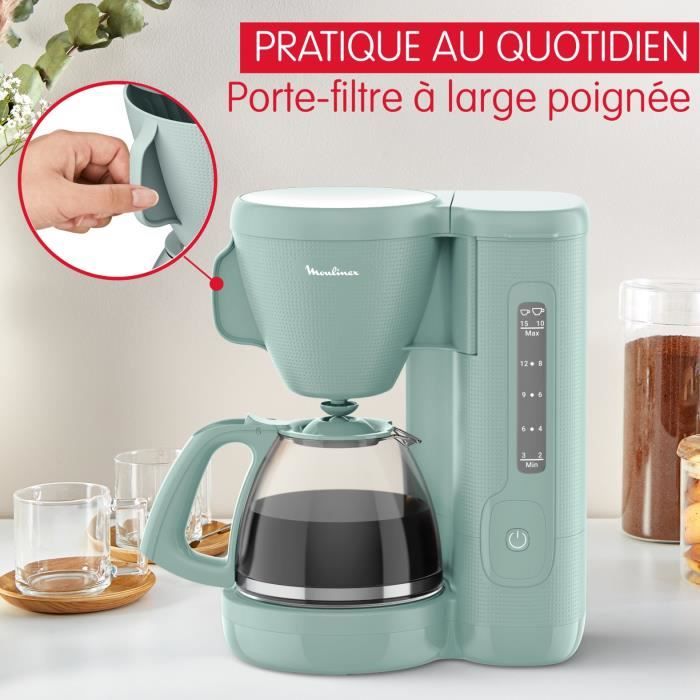 MOULINEX Morning Cafetiere filtre 1.25 L, RÈservoir frontal, Porte-filtre pivotant, Systeme anti-gouttes, Maintien au chaud FG2M1310