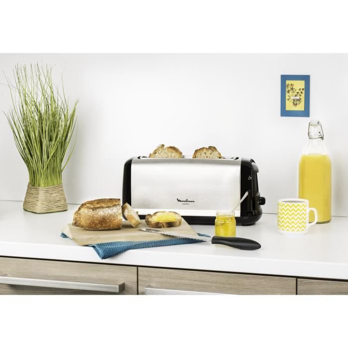 MOULINEX Subito Grille-pain, Longue fente, Thermostat 7 positions, RÈchauffe et dÈcongele, RemontÈe haute LS260800