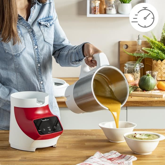 MOULINEX Soup&Plus Blender Chauffant, CapacitÈ utile 2 L, 5 vitesses, Ecran tactile, Livre recettes, FabriquÈ en France LM924500