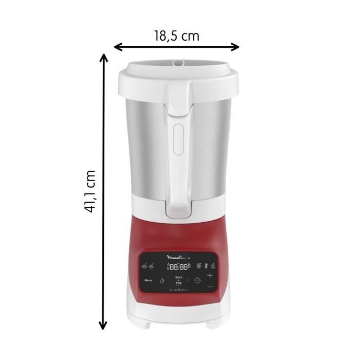 MOULINEX Soup&Plus Blender Chauffant, CapacitÈ utile 2 L, 5 vitesses, Ecran tactile, Livre recettes, FabriquÈ en France LM924500