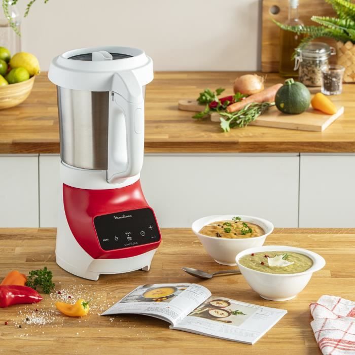 MOULINEX Soup&Plus Blender Chauffant, CapacitÈ utile 2 L, 5 vitesses, Ecran tactile, Livre recettes, FabriquÈ en France LM924500