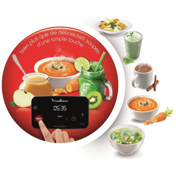 MOULINEX Soup&Plus Blender Chauffant, CapacitÈ utile 2 L, 5 vitesses, Ecran tactile, Livre recettes, FabriquÈ en France LM924500