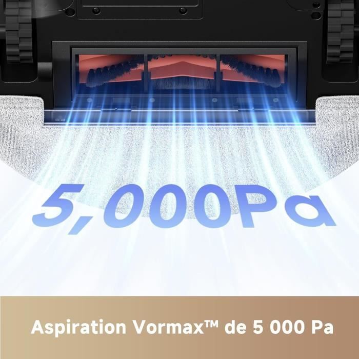 MOVA E20 - Robot Aspirateur Laveur - Navigation LDS, Puissance d'aspiration de 5 000 Pa - Aspirateur et Mop 2-en-1 - Compact