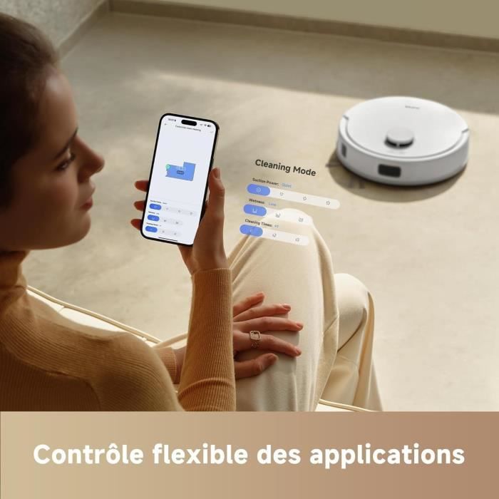 MOVA E20 - Robot Aspirateur Laveur - Navigation LDS, Puissance d'aspiration de 5 000 Pa - Aspirateur et Mop 2-en-1 - Compact