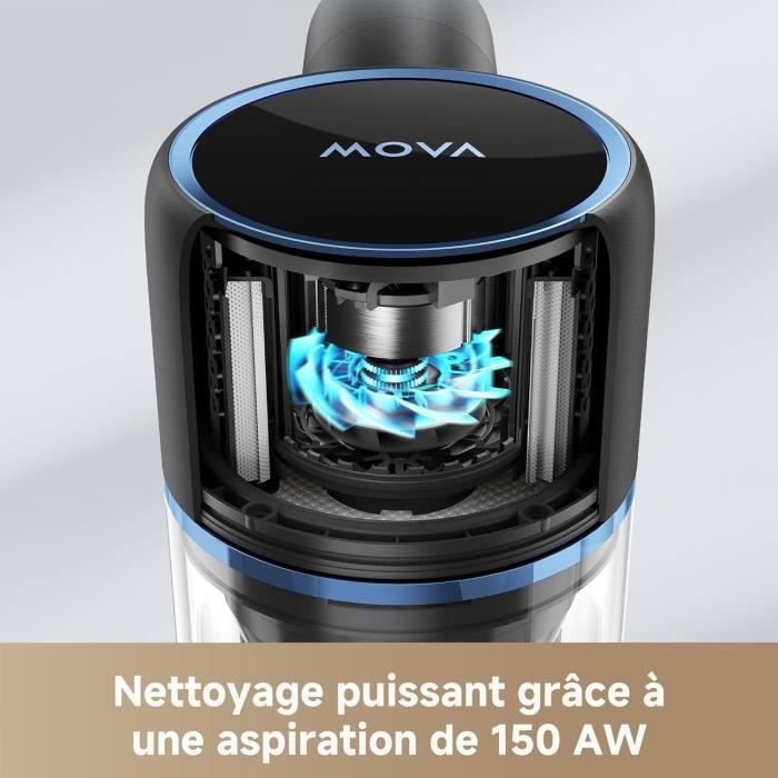 MOVA S4 Detect - Aspirateur Balai sans Fil - 150 AW - Autonomie maximale de 90 Minutes - Brosse multisurface OptiInsigh