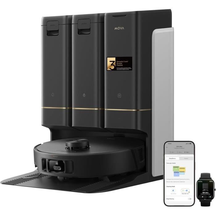 Aspirateur Robot Laveur - MOVA Z50 Ultra - Puissante Aspiration de 19 000 Pa - Détection Multiple de la saleté en Temps réel