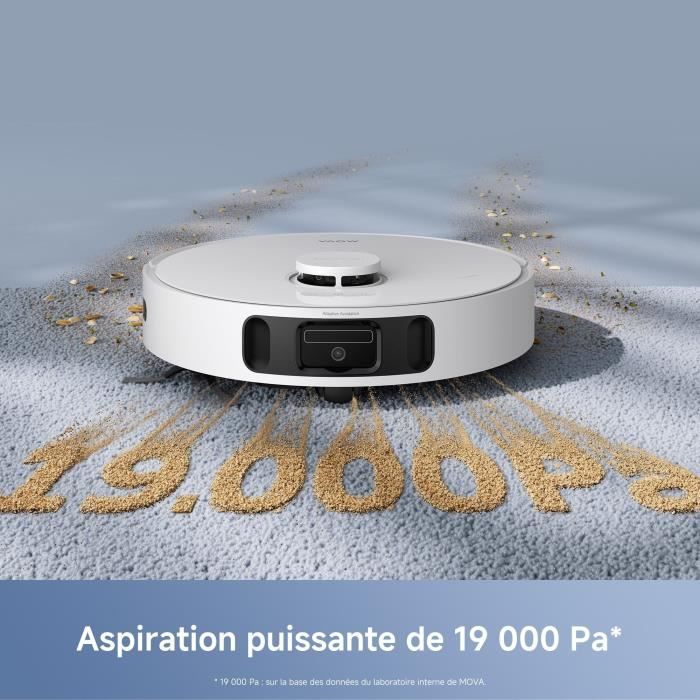 MOVA E40 ULTRA - Aspirateur Laveur a vidage Auto - 19 000 Pa - Technologie de Lavage MaxiReach - Brosse latérale Anti-noeuds
