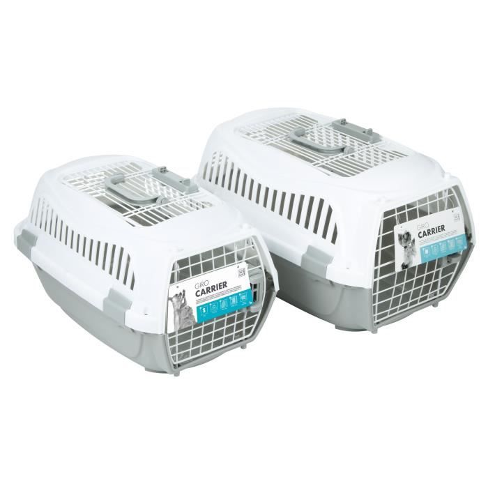 MPETS Cage de transport 57 x 36 x 32 Pour chien - M - Gris et blanc