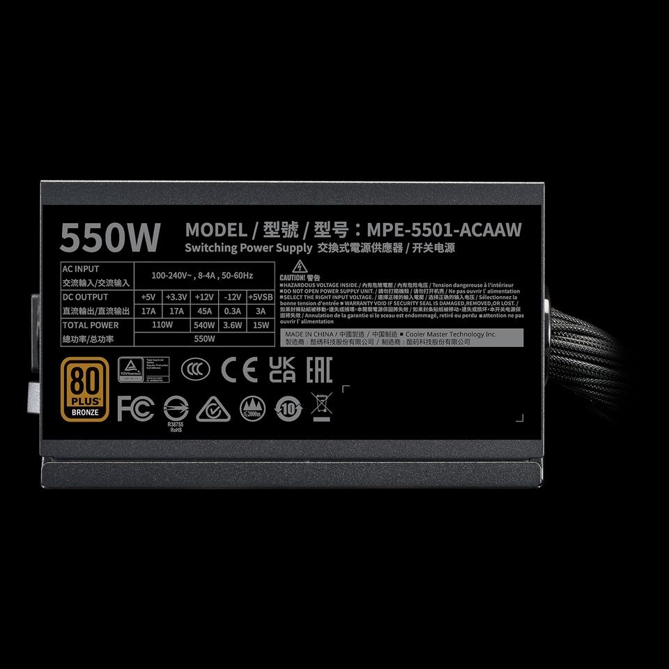 Alimentation PC - COOLER MASTER - MPE-5501-ACAAW-3BEU - MWE 550W V3 ATX 3.1 - 80+ BRONZE - 550 W