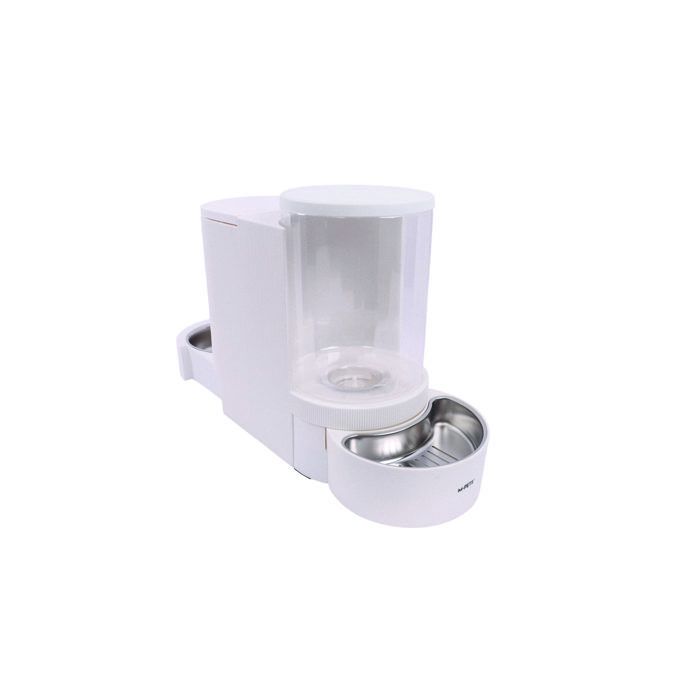 Distributeur Croquettes & Eau - M PETS - DUPLO - 1.3 kg / 3 L - 40 x 16.2 x 29.1 cm - Blanc