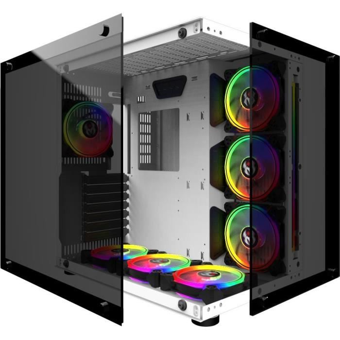MRED - BoÓtier PC Gamer ATX - Blanc RGB Crystal Sea