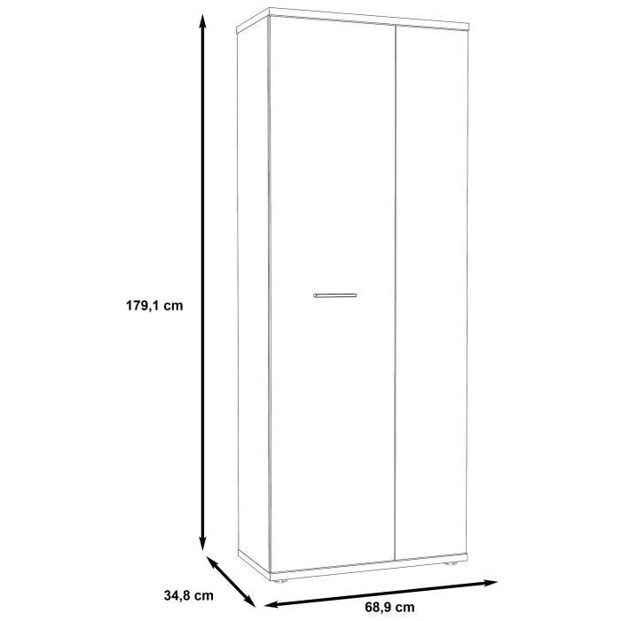 Armoire a chaussures MISCA - Style contemporain effet béton et blanc mat - L 69 cm