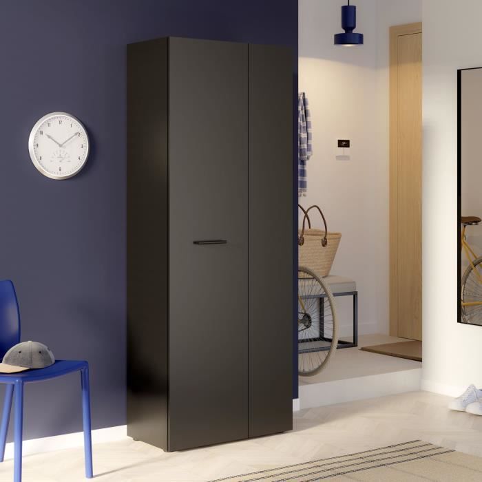 Armoire a chaussures - Noir - 18 paires - L68,7 x P36,5 x H181,1 cm