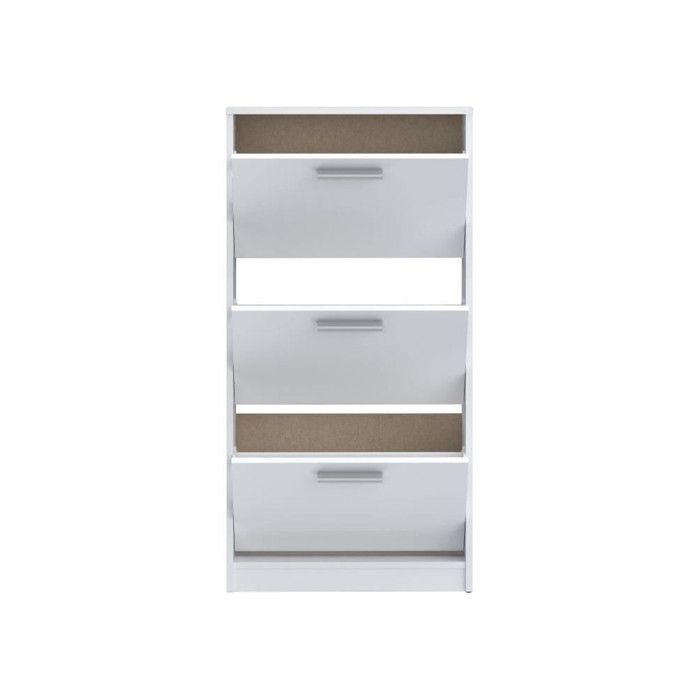 Meuble a chaussures - 6 paires - Blanc mat - 3 abattants - L58,2 x P20,4 x H115,5 cm - MAC