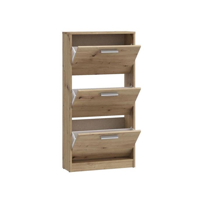 Meubles a chaussures - 6 paires - Décor Chene - 3 abattants - L58,2 x P20,4 x H115,5 cm - MAC