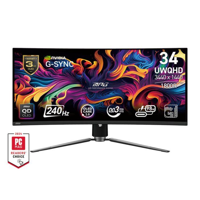 Ecran PC Gamer - MSI - 34 - UWQHD - 240Hz - Dalle QD-OLED - 0,03ms - Ajustable en hauteur - MPG 341CQPX QD-OLED