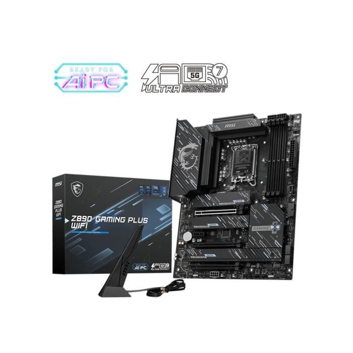 Carte mere - MSI - Z890 GAMING PLUS WIFI - Wi-Fi 7, 5G LAN, Thunderbolt 4, PCIe 5.0, Intel Core Ultra