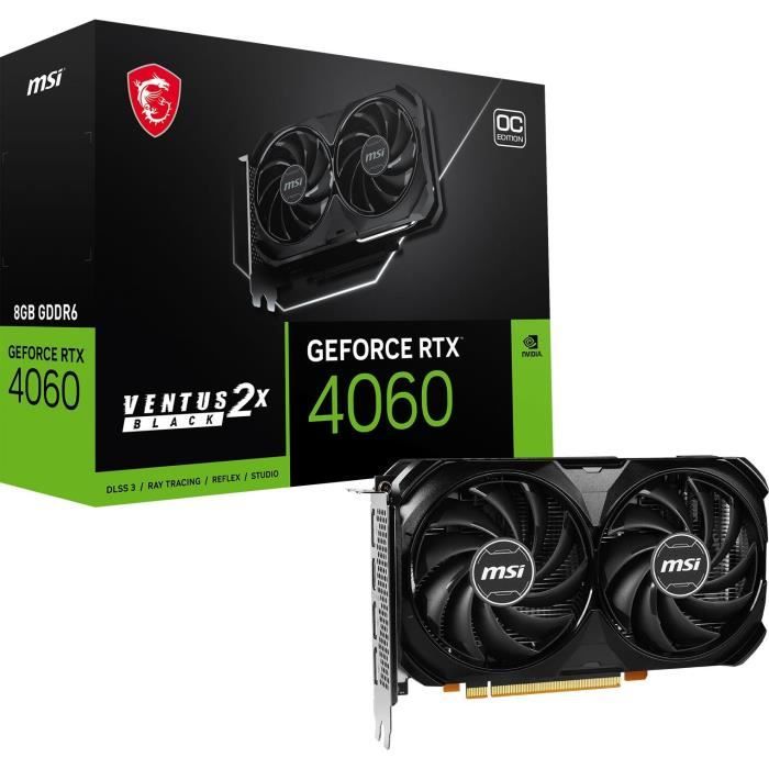 MSI - Carte Graphique - GeForce RTXô 4060 VENTUS 2X NOIR 8G OC