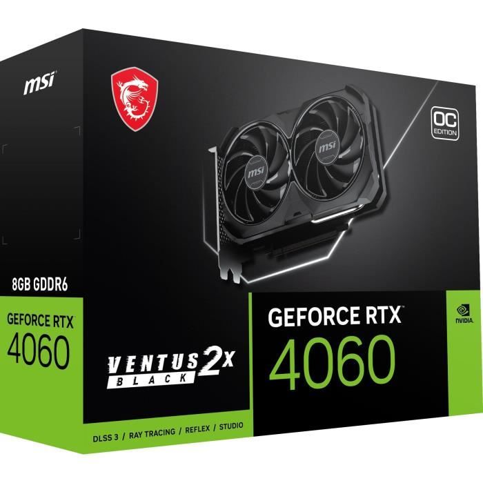 MSI - Carte Graphique - GeForce RTXô 4060 VENTUS 2X NOIR 8G OC