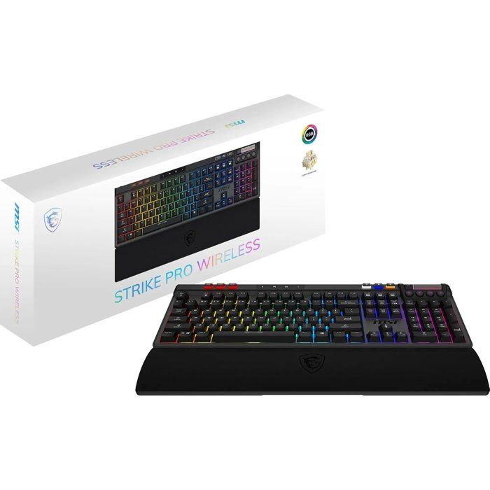 Clavier gamer sans fil - Switches Kailh Midnight Pro Silent - MSI STRIKE PRO Wireless - Format standard - RGB - Noir