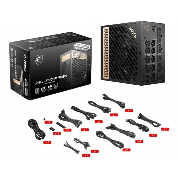 Alimentation PC - MSI - 306-7ZP4A11-CE0 - MEG Ai1300P PCIE5 - ATX 3.0 - 80Plus PLATINIUM