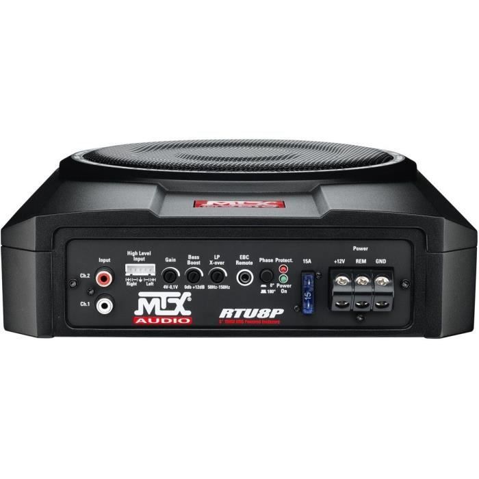 Caisson de grave amplifié - MTX AUDIO - RTU8P - 20 cm - 150W RMS - Télécommande EBC